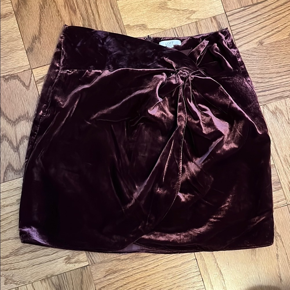 LOFT Red Ruched Pencil Mini Skirt